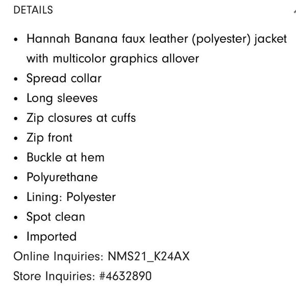 NWT Hanna Banana Faux Leather Jacket (size 6) - Picture 10 of 12